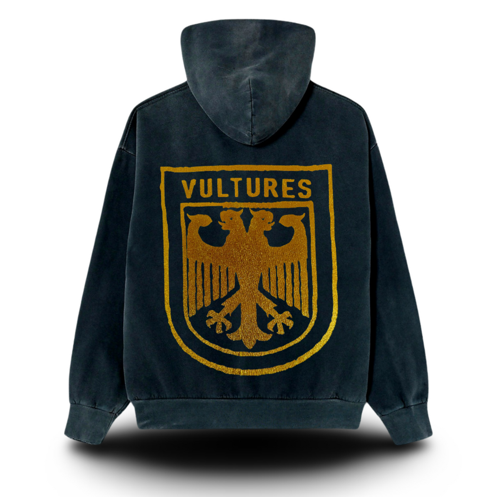 ¥$ Kanye West Ye Ty Dolla Sign Vultures Vintage Washed Black & Metallic Gold Hoodie