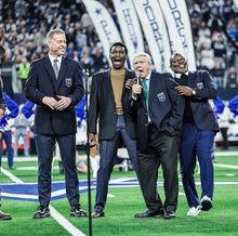 Load image into Gallery viewer, How Bout Them Cowboys! Jimmy Johnson Dallas Cowboys Premium Navy Blue Hoodie