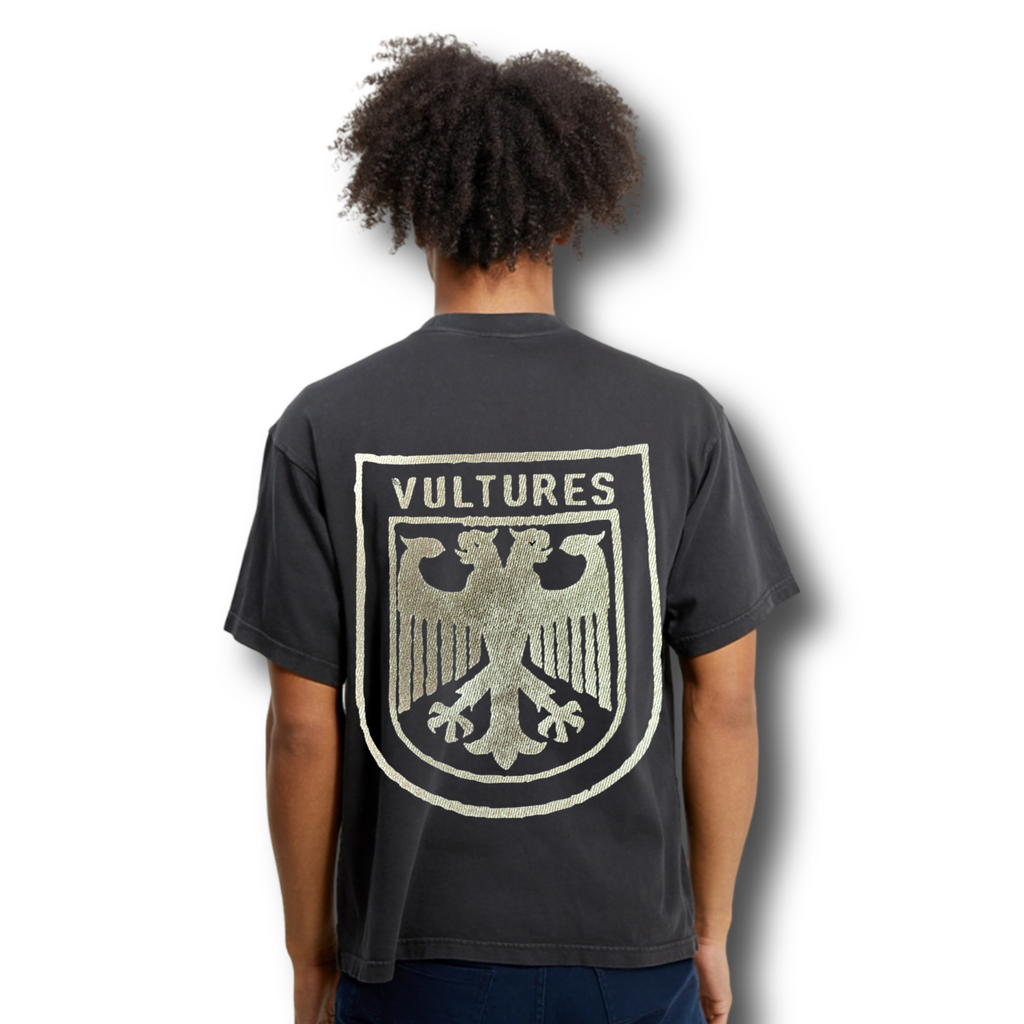 ¥$ Kanye West Ye Ty Dolla Sign Vultures Vintage Style Washed Black & Metallic Silver T-Shirt