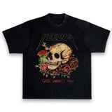 Kanye West Ye Yeezus Tour Skull & Roses Heavyweight Boxy Vintage Style T-Shirt