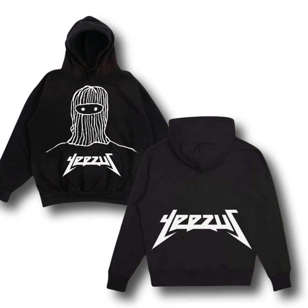 Kanye West Ye Yeezus Album Logo Ski Mask Sketch Premium Black Streetwear Hoodie