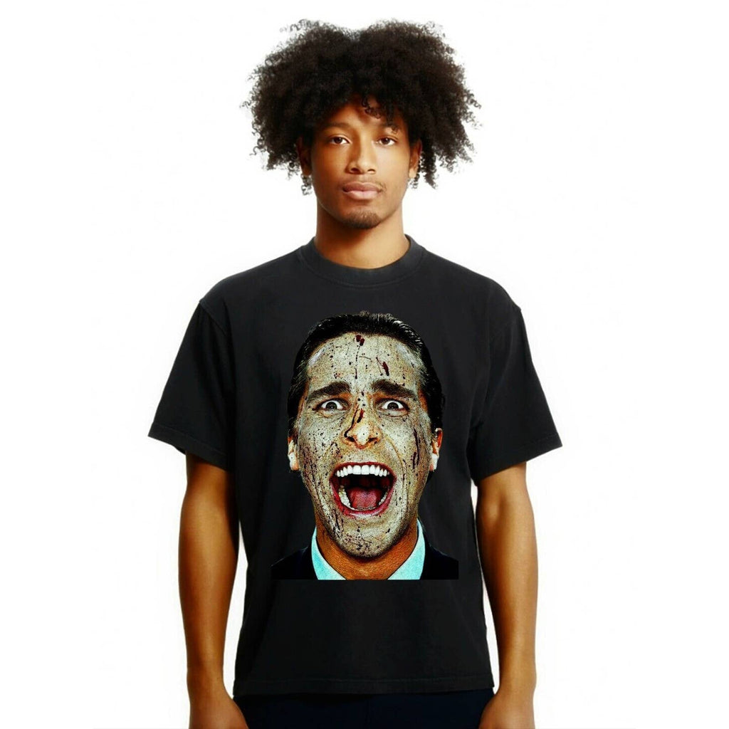 American Psycho Movie Patrick Bateman Face Oversized Heavy Vintage Style T-Shirt