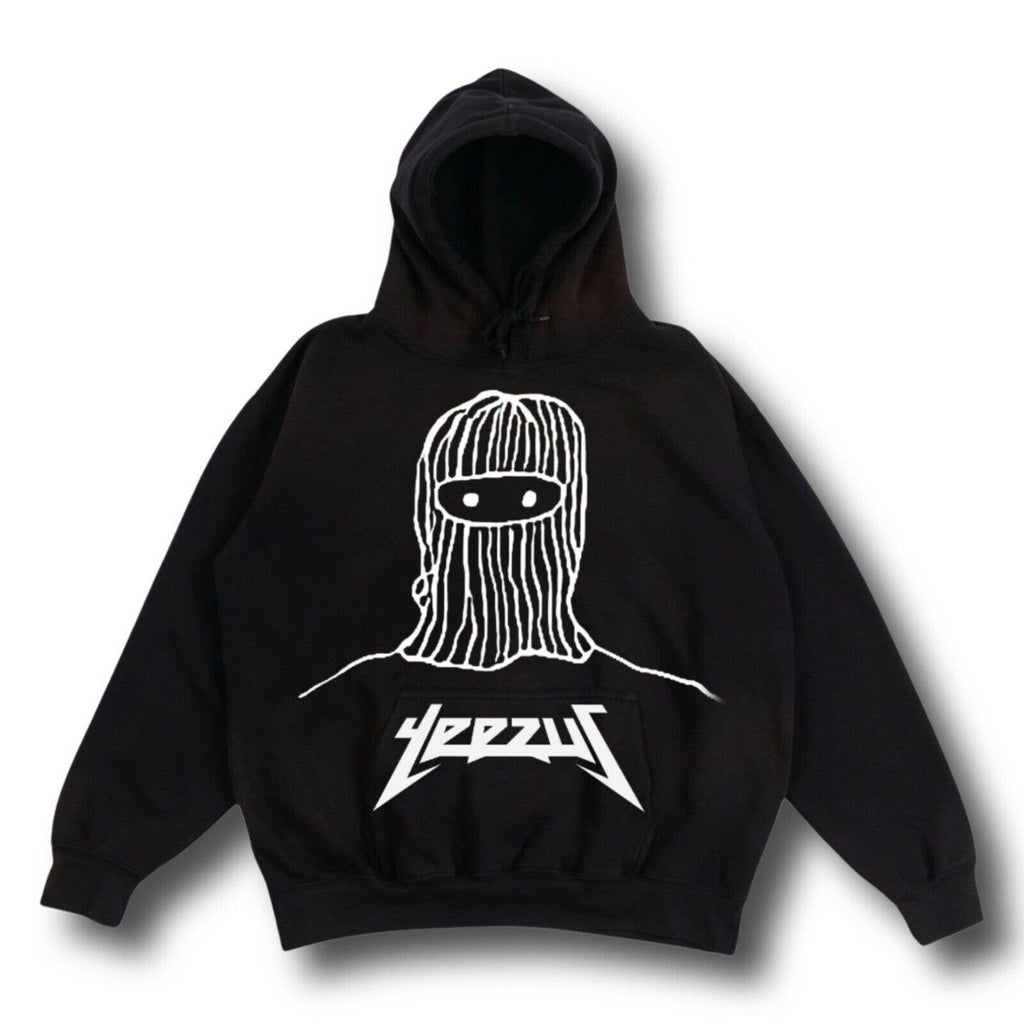 Kanye West Ye Yeezus Album Logo Ski Mask Sketch Premium Black Streetwear Hoodie