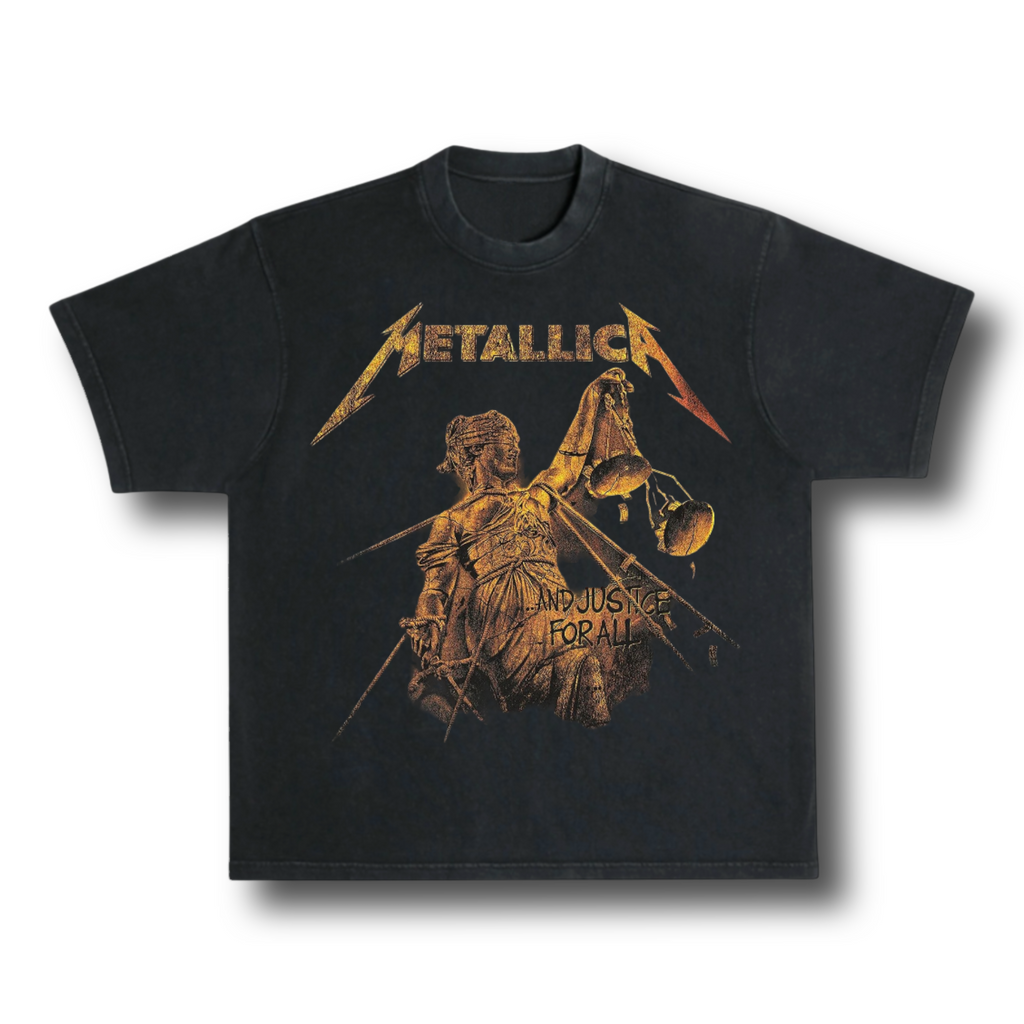 Metallica And Justice For All Tour Album 1988 80's Heavy Metal Distressed Vintage Black Premium T-Shirt