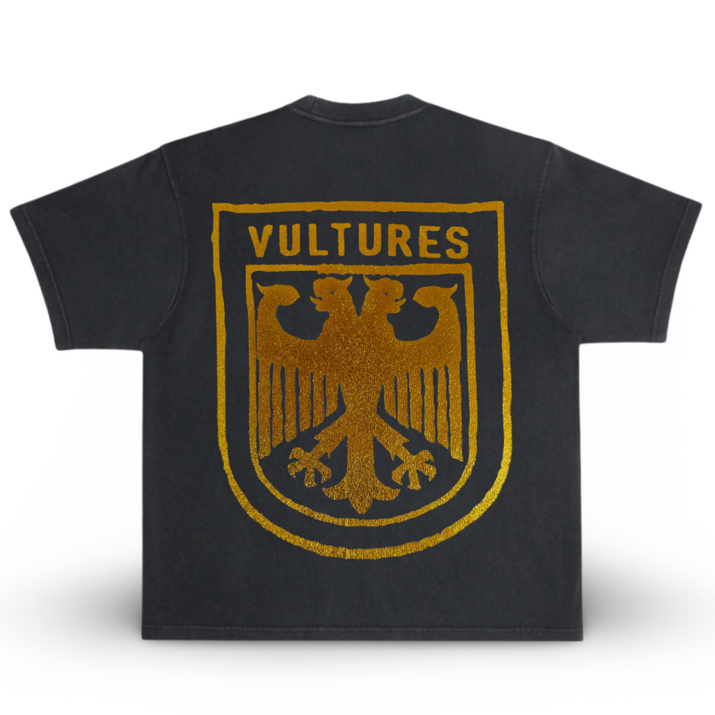 ¥$ Kanye West Ye Ty Dolla Sign Vultures Vintage Style Washed Black & Metallic Gold T-Shirt