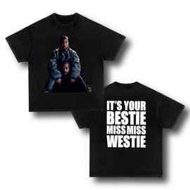 ¥$ Vultures Ye Kanye & North West Talking Miss Westie Heavy Boxy Washed Black T-Shirt