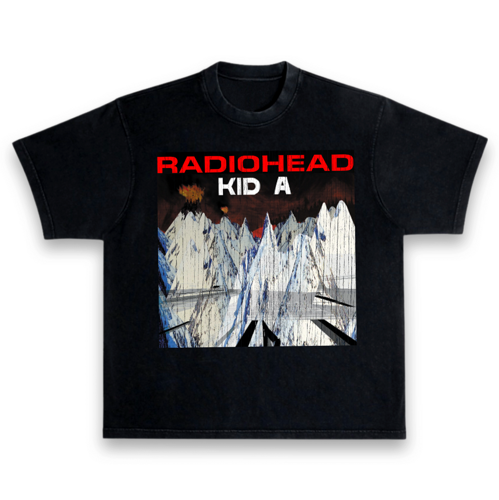 Radiohead Kid A 2000 Alternative Rock Distressed Vintage Black Premium T-Shirt