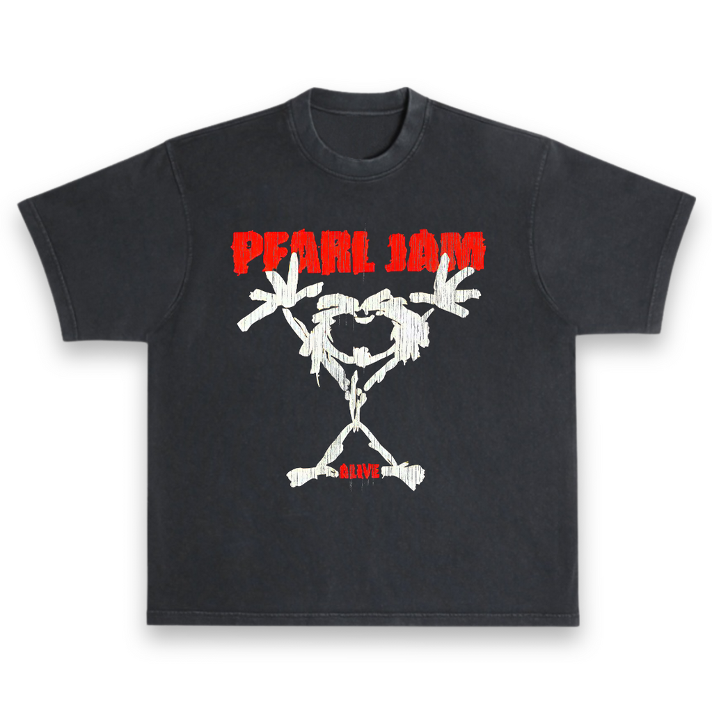 Pearl Jam Alive Ten Album / Tour merch 1991 90's Alternative Rock Grunge Distressed Vintage Black Premium T-Shirt, L