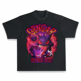 Gengar Pokémon Distressed Vintage Style Black T-Shirt