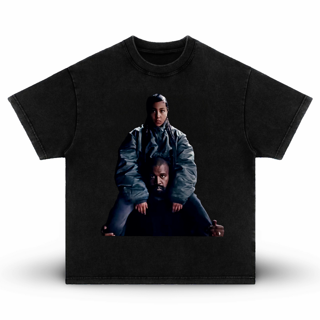 ¥$ Vultures Ye Kanye & North West Talking Miss Westie Heavy Boxy Washed Black T-Shirt