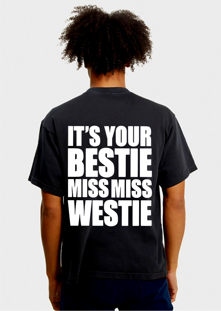 ¥$ Vultures Ye Kanye & North West Talking Miss Westie Heavy Boxy Washed Black T-Shirt