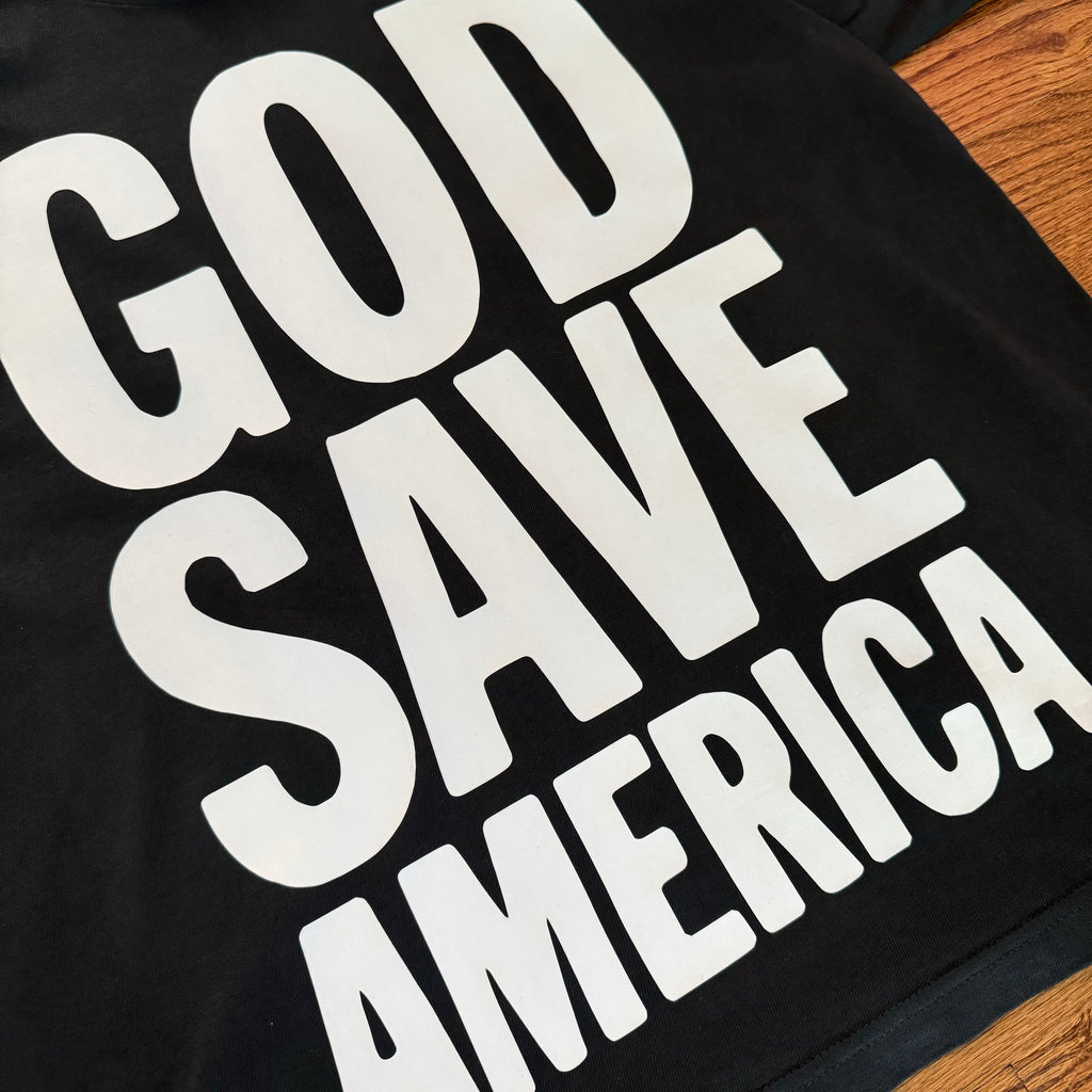 God Save America Kanye 2020 Vision Recreation Premium Heavyweight Boxy Vintage Style Washed Black T-Shirt