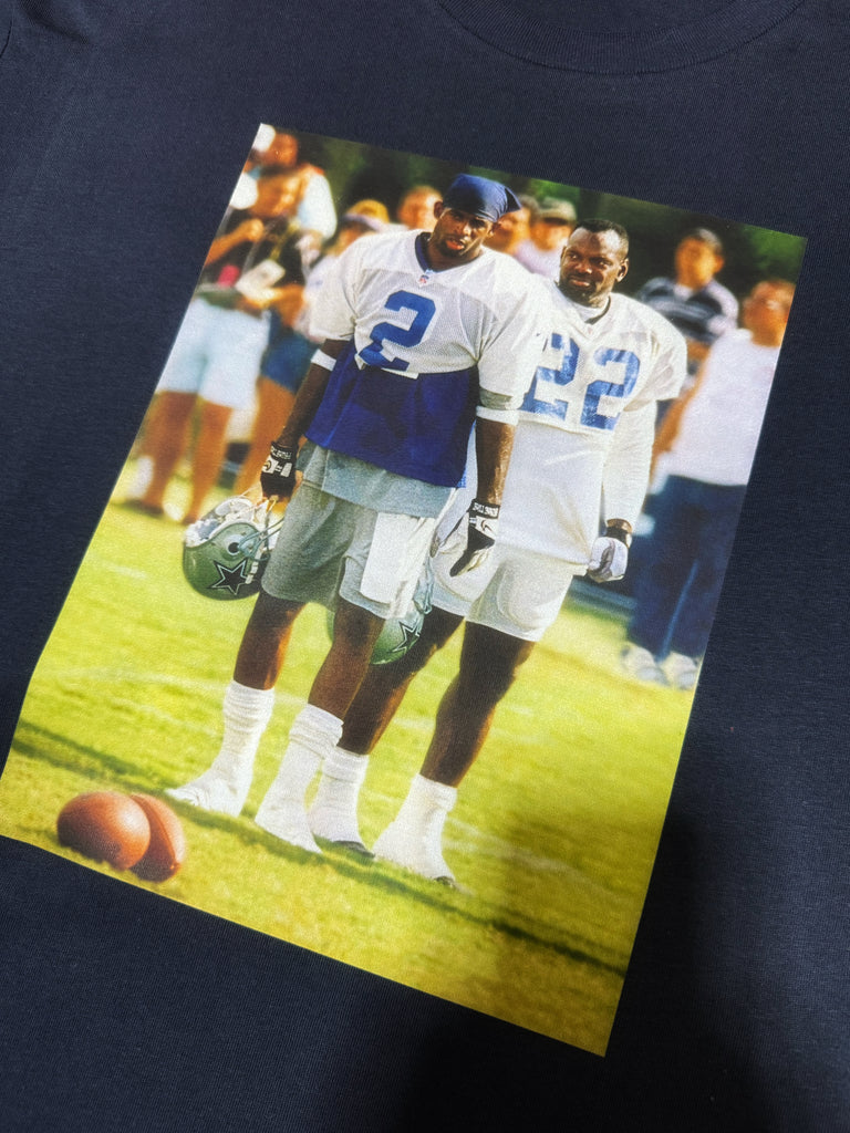 Dallas Cowboys Emmitt Smith and Deion Sanders Premium Style Navy T-Shirt