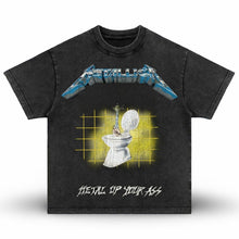 Load image into Gallery viewer, Metallica Metal Up Your Ass Tour Album 1982 80&#39;s Heavy Metal Distressed Vintage Washed Black Premium T-Shirt