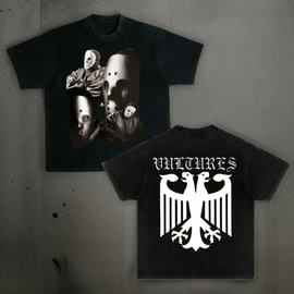 ¥$ Vultures Ye Kanye West in Jason Vorhees Mask Heavy Boxy Washed Black T-Shirt