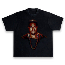 Kanye West Gold Chain Portrait Ye Yeezus Boxy Oversized Vintage Style T-Shirt
