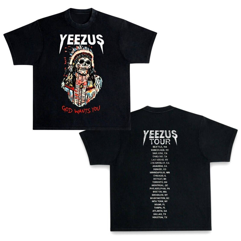 Kanye West Ye Yeezus God Wants You Indian Chief Oversized Vintage Style T-Shirt