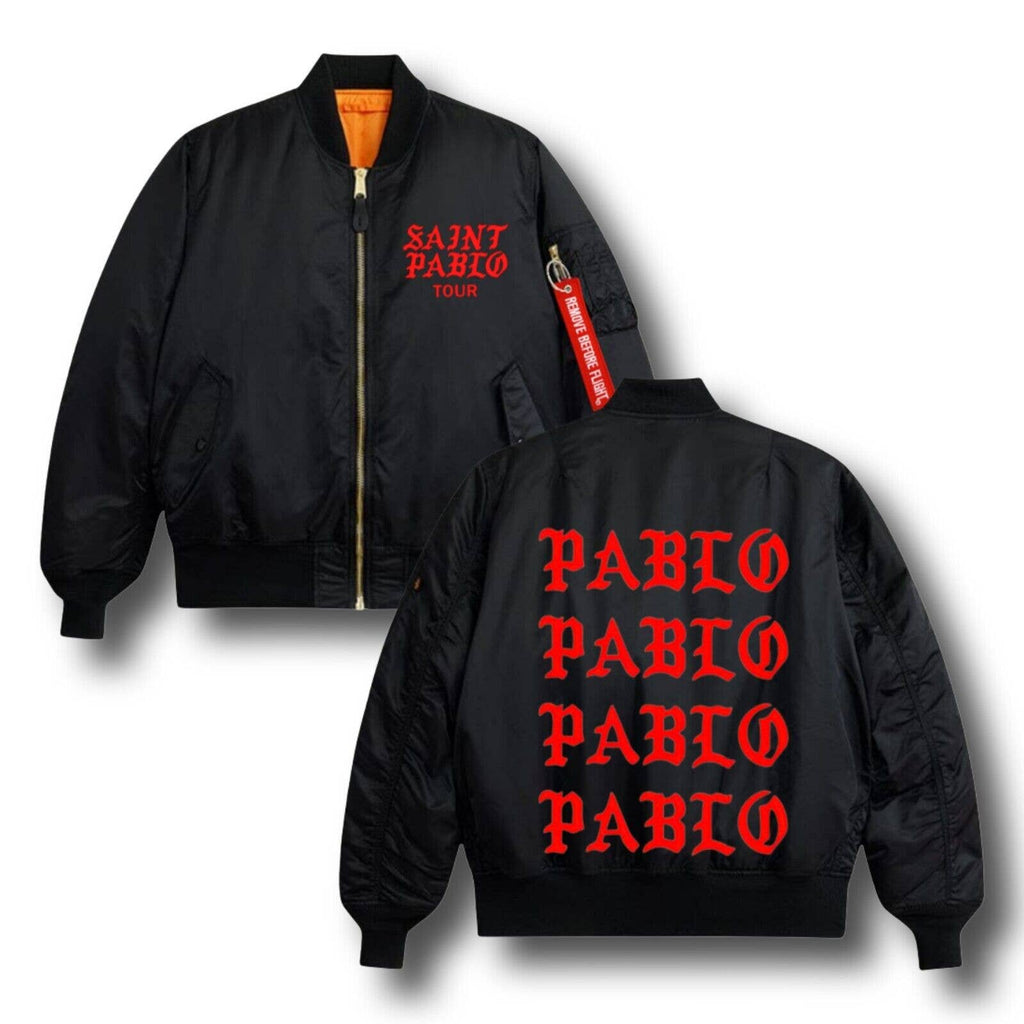 Kanye West Pablo / Saint Pablo Tour Pop-Up Black And Red Puffer Bomber Jacket