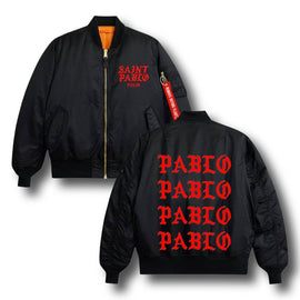 Kanye West Pablo / Saint Pablo Tour Pop-Up Black And Red Puffer Bomber Jacket