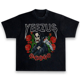 Kanye West Ye Yeezus Skeleton & Roses Heavyweight Boxy Vintage Style T-Shirt