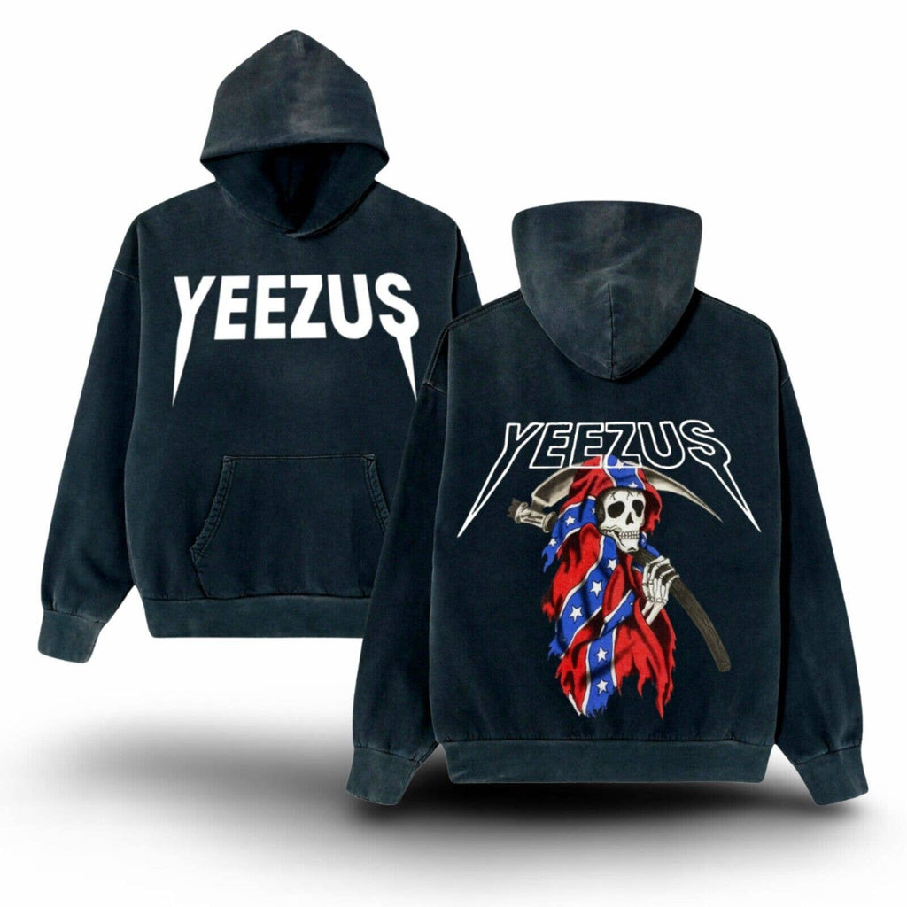 Kanye West Ye Yeezus Rebel Grim Reaper Distressed Vintage Style Premium Hoodie