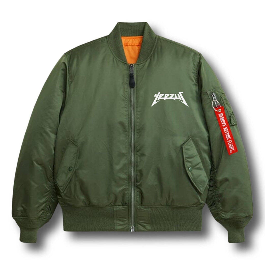 Kanye West Yeezus Tour Glastonbury Logo Military Green White Puffy Bomber Jacket