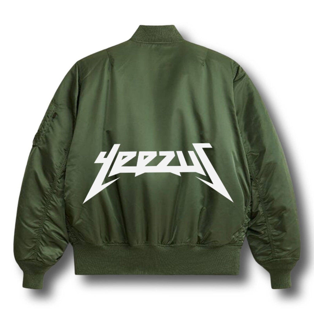 Kanye West Yeezus Tour Glastonbury Logo Military Green White Puffy Bomber Jacket