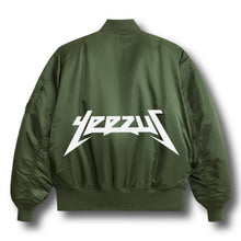 Load image into Gallery viewer, Kanye West Yeezus Tour Glastonbury Logo Military Green White Puffy Bomber Jacket