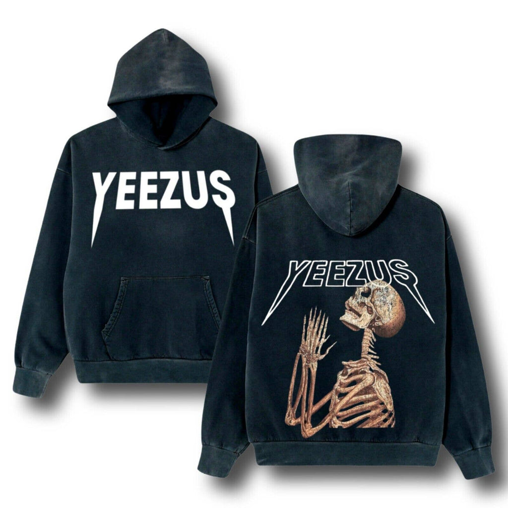 Kanye West Ye Yeezus Praying Skeleton Distressed Vintage Style Premium Hoodie