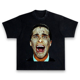 American Psycho Movie Patrick Bateman Face Oversized Heavy Vintage Style T-Shirt