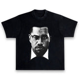 Malcolm X & Kanye West Ye Portrait Oversized Heavyweight Vintage Style T-Shirt