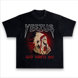 Kanye West Ye Yeezus Indian Chief Heavyweight Streetwear Vintage Style T-Shirt