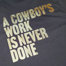 Load image into Gallery viewer, A Cowboy&#39;s Work Is Never Done Dallas Cowboys Premium Navy Premium T-Shirt