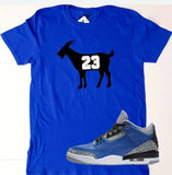 MICHAEL Air JORDAN G.O.A.T. Goat Greatest of all Time Royal Retro 3 and 1 Premium T-Shirt in Royal Blue, Black, Cement Grey and White